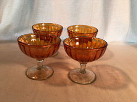 Four Imperial Maragold Smooth Rays Sherbet Depression Glass - $26.99