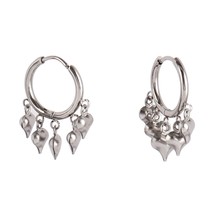 Fashion Heart Similing Face Hoop Earrings For Women Earring Stainless Steel Earr - £7.89 GBP