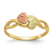 Black Hills Gold 10K Tri-Color Double Leaf Ring - £184.41 GBP