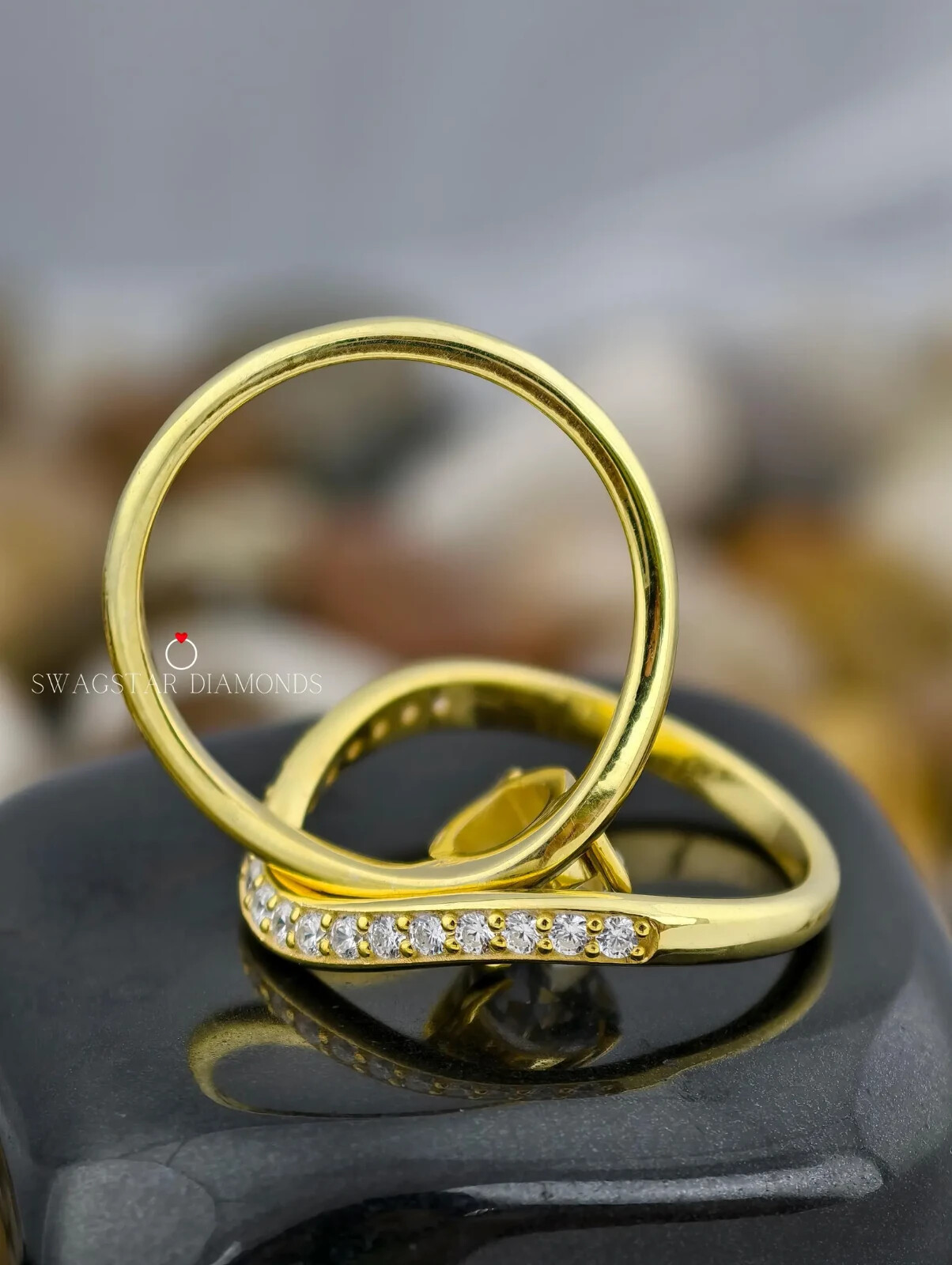 Lab Grown 1 CT Diamond Ring Pear And Round Cut Engagement Ring 14K Yellow Gold Item image 5