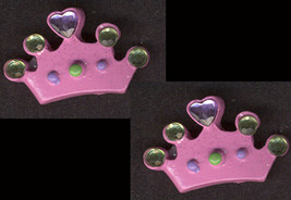 CROWN JEWEL BUTTON EARRINGS-Queen Princess Funky Diva Jewelry-PK - £3.95 GBP