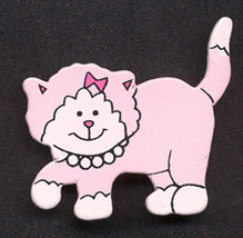 CAT PIN BROOCH-Fun Kitty Animal Lover Funky Novelty Jewelry-PINK - $3.97