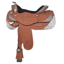 Handcrafted Leather Western Saddle for Horse, Comfortable Ranch Roping  ... - £445.93 GBP