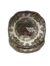 2 Johnson Bros The Friendly Village 6&quot; Soup Cereal Square Bowl Covered Bridge - £19.53 GBP