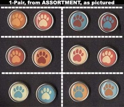 PAW PRINT EARRINGS-Bear Dog Animal Track Button Fun Jewelry-1-PR - £3.19 GBP