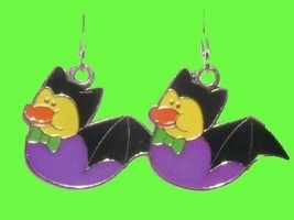 DUCKY BAT EARRINGS-Vampire Halloween Costume Party Funky Jewelry - £3.97 GBP