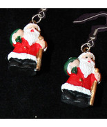 SANTA CLAUS EARRINGS-Christmas Holiday Novelty Costume Jewelry-G - £7.28 GBP