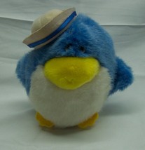 Vintage 1985 Emotions Blue Penguin W/ Hat 6&quot; Plush Stuffed Animal Toy Mattel - £14.41 GBP