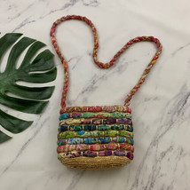 DP Dorfman Pacific Straw Summer Bag Purse Rainbow Colorful Floral Boho - $26.72