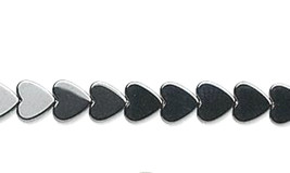 Hemalyke Hematite Flat Heart Beads 6mm, 1 16 in Strand (70)  gunmetal gray - £3.36 GBP