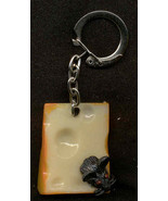 CHEESE WEDGE &amp; MOUSE FUNKY KEYCHAIN-Cute Funny Food Jewelry-HUGE - £7.18 GBP