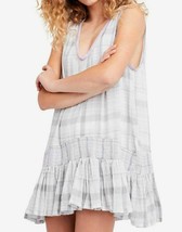 FREE PEOPLE Womens Dress Plaid Embroidered Neutral Combo Grey Size XS OB770119 - £44.53 GBP