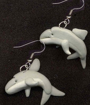 DOLPHIN WHALE EARRINGS-Fun Clay Ocean Animal Charm Funky Jewelry - £3.93 GBP