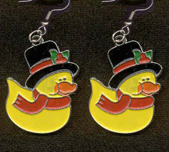 DUCKY SCROOGE EARRINGS-Fun Holiday Novelty Charm Costume Jewelry - £3.89 GBP