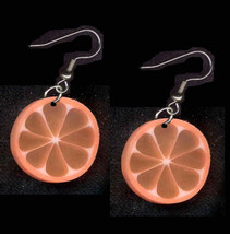 Fruit Slice Funky Earrings Fun Luau Juice Novelty Jewelry Orange - £5.59 GBP