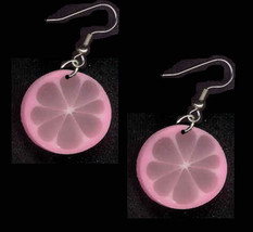 Fruit Slice Pink Lemonade Earrings Fun Luau Summer Drink Jewelry - £3.97 GBP