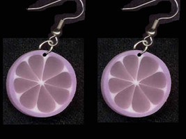 FRUIT SLICE FUNKY EARRINGS-Luau Party Drink Novelty Jewelry-PURP - £3.97 GBP