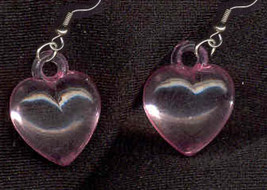 HEART EARRINGS-Cute Love Charm Funky Novelty Jewelry-JELLY PINK - £3.97 GBP