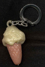 ICE CREAM CONE KEYCHAIN-Vintage Fun Food Funky Jewelry-VANILLA - $3.97