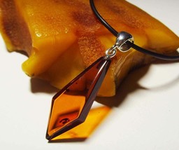 Vintage Amber Pendant Genuine Baltic Amber silver 925 Pendant  A-544 - £28.38 GBP