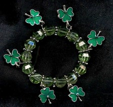 SHAMROCK CHARM BRACELET-Green Lucky Irish Funky Novelty Jewelry - £5.51 GBP