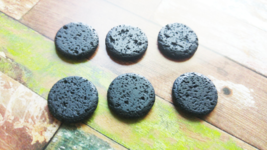 6 Lava Stone Cabochons Discs Aromatherapy Oil Diffuser Flat Backs Black 3/4&quot; - £4.78 GBP