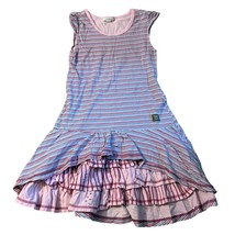 Naartjie Kids Striped Layered Ruffle Dress 8Y Pink Blue Cotton Blend Sle... - $21.12