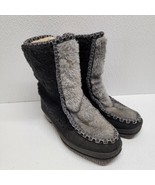 Vintage SNOWLAND Women’s Faux Fur Lined Zip  Up Snow Boots Black Gray Si... - $24.65