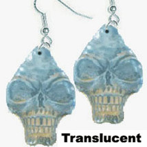 CRYSTAL SKULL EARRINGS-Pirate Costume Funky Gothic Jewelry-HUGE - £5.45 GBP