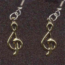 Music Note Earrings Teacher Choir Funky Jewelry Treble Clef Gold - £5.52 GBP