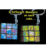 RUBIKS GAME NOVELTY KEYCHAIN-Monster Birthday Party Favor-Works! - £3.18 GBP