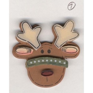 Primary image for Funky REINDEER RUDOLPH PIN BROOCH-Wood Country Christmas Holiday Novelty Jewelry