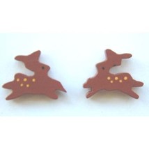 REINDEER EARRINGS-Tiny Post Button Deer Novelty Holiday Jewelry - £5.57 GBP