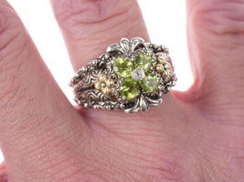 sz9 Barbara Bixby 18k Gold Sterling and Peridot ring - $192.31