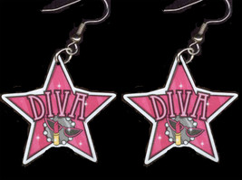 DIVA EARRINGS-Punk Princess Attitude Charm Funky Novelty Jewelry - £5.58 GBP