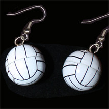 Funky 3d Volleyball EARRINGS-Team Fan Player Teacher Novelty Sport Charm Jewelry - £5.20 GBP