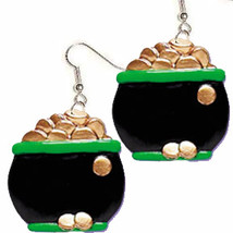 POT O&#39;GOLD EARRINGS-Leprechaun Lucky Charm Funky Novelty Jewelry - £5.54 GBP