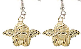 ANGEL EARRINGS-WINGED DREAMER Cupid Cherub Charm Spiritual Costume Jewelry-GOLD - £5.57 GBP