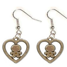 CHILD-at-HEART EARRINGS-Gold Love Charms Funky Novelty Jewelry - £5.58 GBP