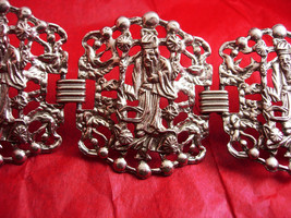 VIntage Chinese Emperor Bracelet - HUGE oriental links - Wide silver cos... - $210.00