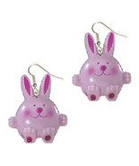 BUNNY EARRINGS-Easter Rabbit Novelty Charm Funky Jewelry-PINK-LG - $6.97