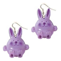 BUNNY EARRINGS-Easter Rabbit Novelty Charm Funky Jewelry-PURP-LG - £5.50 GBP