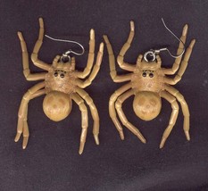 TARANTULA SPIDER EARRINGS-Arachnid Novelty Gothic Jewelry-TAN-LG - £5.37 GBP