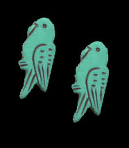 PARROT EARRINGS-Parakeet Bird Button Novelty Funky Jewelry-AQUA - £5.57 GBP