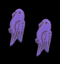 PARROT EARRINGS-Parakeet Bird Button Novelty Funky Jewelry-VIOLT - £5.57 GBP