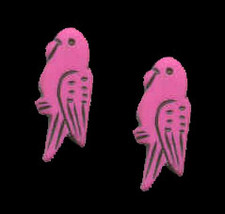 PARROT EARRINGS-Parakeet Bird Button Novelty Funky Jewelry-MGNTA - £5.57 GBP