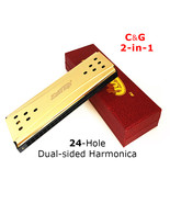 24 Hole C&amp;G Key Double-sided Harmonica, 2-in-1 Two-way Tremolo Harmonica - $36.00