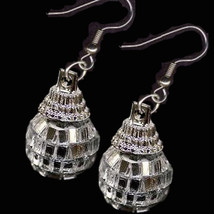 DISCO BALL EARRINGS-MIRROR-Dance Party Funky Jewelry-SM-FANCY-1-inch - £7.96 GBP