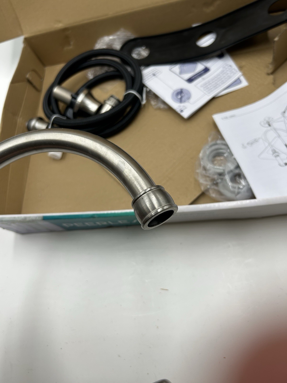 Peerless Two Handle Deck Mount Kitchen Faucet Stainless Steel P2943LF-SS- W New Item image 6