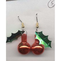 GLASS BALL ORNAMENT EARRINGS-Christmas Holiday Funky Jewelry-RED - £5.49 GBP